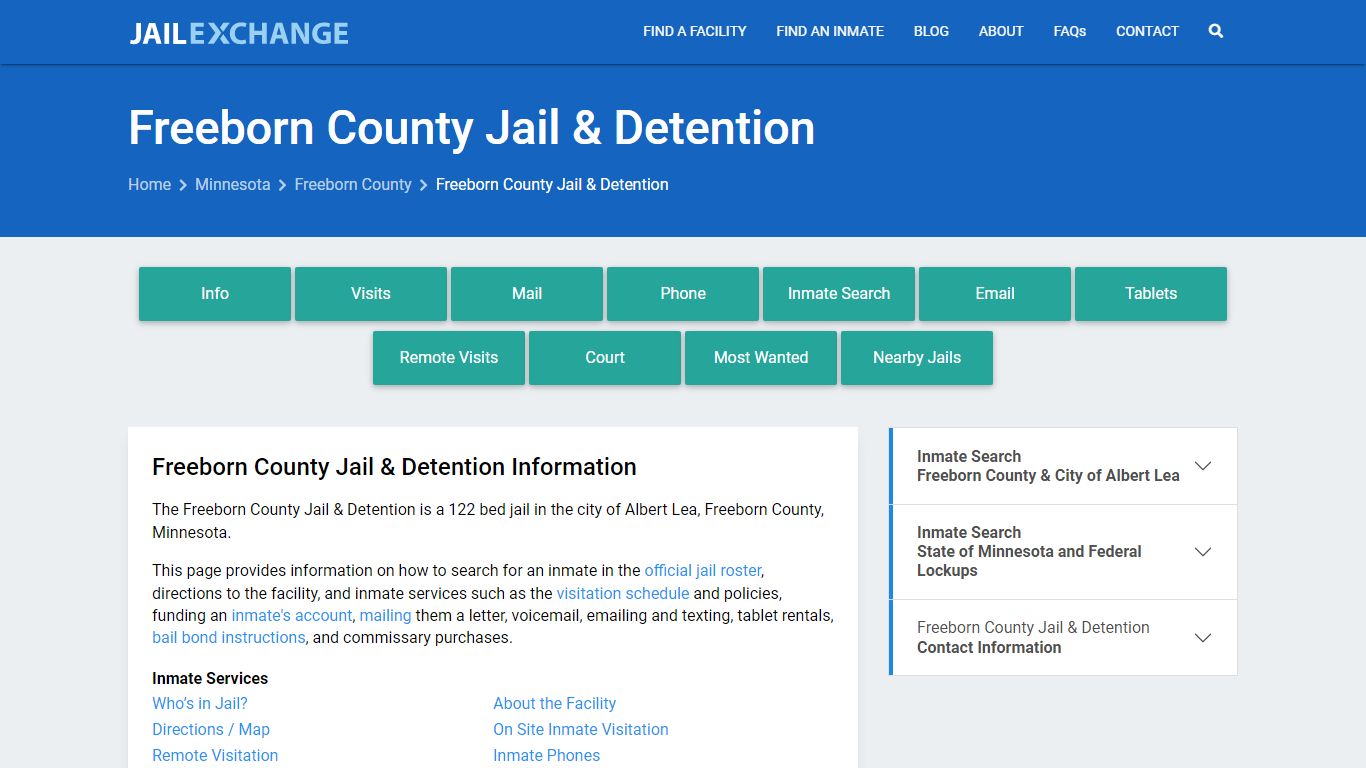 Freeborn County Jail & Detention, MN Inmate Search, Information